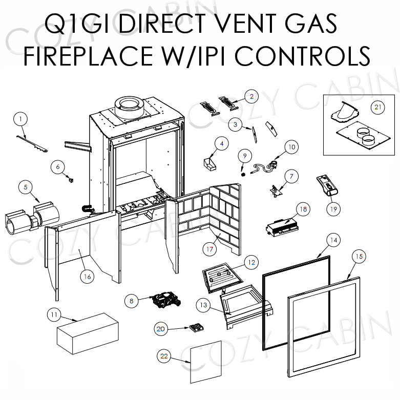 Q1GI DIRECT VENT GAS FIREPLACE WITH IPI CONTROLS (September, 10, 2014 - >) #C-15349